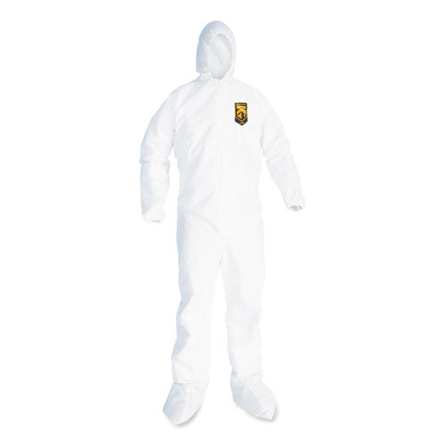 KleenGuard A20 Breathable Particle Protection Coveralls, Elastic Back, Hood and Boots, Large, White, 24/Carton
