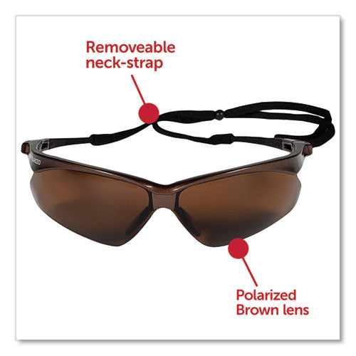 KleenGuard Nemesis Safety Glasses, Brown Half Frame, Polarized Brown Dual Lens, 12/Box