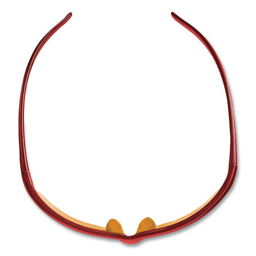 KleenGuard Equalizer Safety Glasses, Red Half Frame, Amber/Yellow Dual Lens, 12/Box