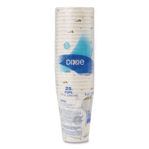 Dixie Pathways Paper Hot Cups, WiseSize, 12 oz, White/Brown, 25/Pack