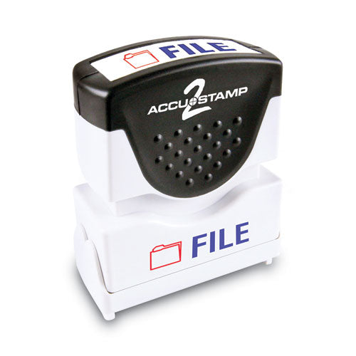 ACCUSTAMP2 Pre-Inked Shutter Stamp, Red/Blue, FILE, 1.63 x 0.5