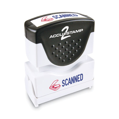 ACCUSTAMP2 Pre-Inked Shutter Stamp, Red/Blue, SCANNED, 1.63 x 0.5
