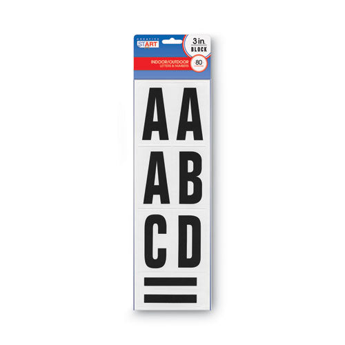 COSCO Peel-and-Stick Letters, Numbers and Symbols, 3" Tall, Black Characters, White Background, 80 Pieces