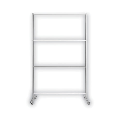 MasterVision Protector Series Mobile Glass Panel Divider, 49 x 22 x 81, Clear/Aluminum
