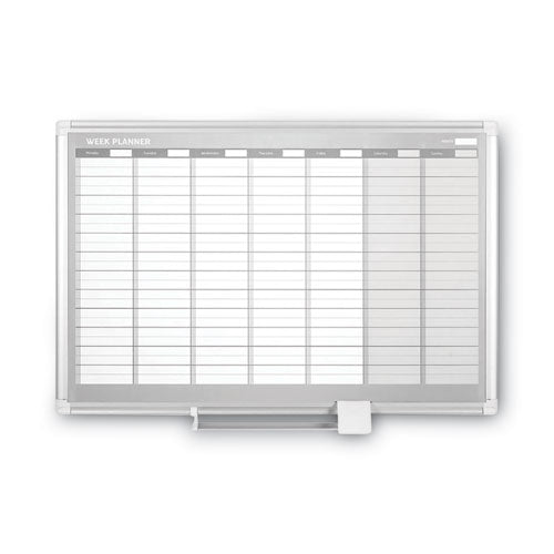MasterVision Magnetic Dry Erase Calendar Board, Weekly Planning/Scheduling, 36" x 24", White Surface, Satin Aluminum Frame