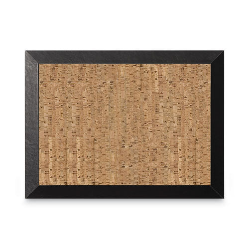 MasterVision Natural Cork Bulletin Board, 36" x 24", Tan Surface, Black Wood Frame