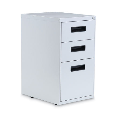 Alera File Pedestal, Left or Right, 3-Drawers: Box/Box/File, Legal/Letter, Light Gray, 14.96" x 19.29" x 27.75"