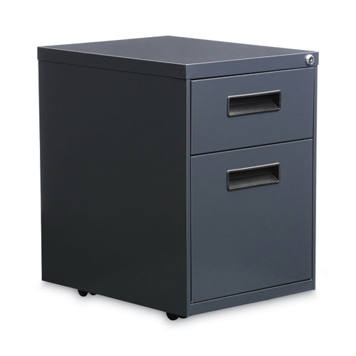 Alera File Pedestal, Left or Right, 2-Drawers: Box/File, Legal/Letter, Charcoal, 14.96" x 19.29" x 21.65"