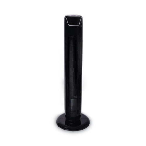 Alera 36" 3-Speed Oscillating Tower Fan with Remote Control, Plastic, Black