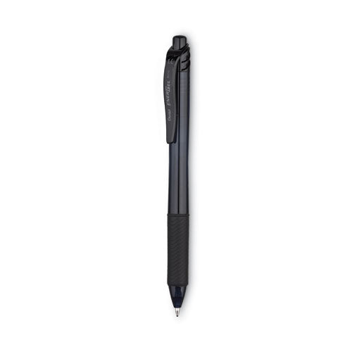 Pentel EnerGel-X Gel Pen, Retractable, Bold 1 mm, Black Ink, Smoke/Black Barrel, Dozen