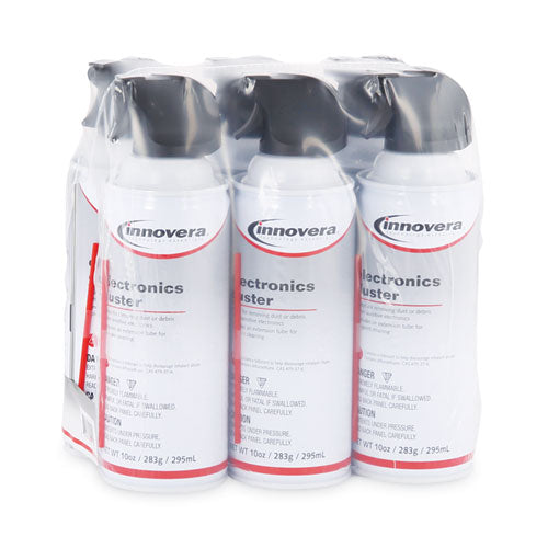 Innovera Compressed Air Duster Cleaner, 10 oz Can, 6/Pack