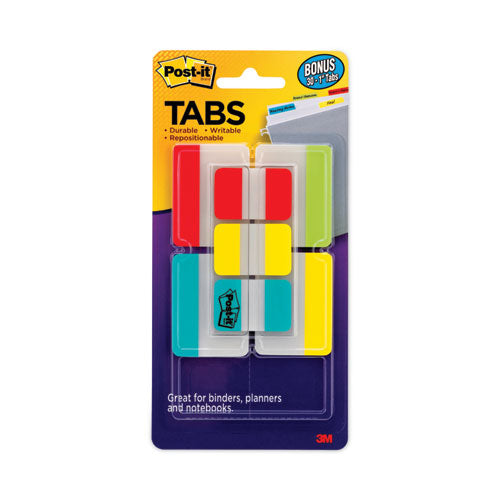 Post-it Tabs Plain Solid Color Tabs Value Pack, (66) 1/5-Cut 1" Wide, (48) 1/3-Cut 2" Wide, Assorted Colors and Sizes, 114/Pack