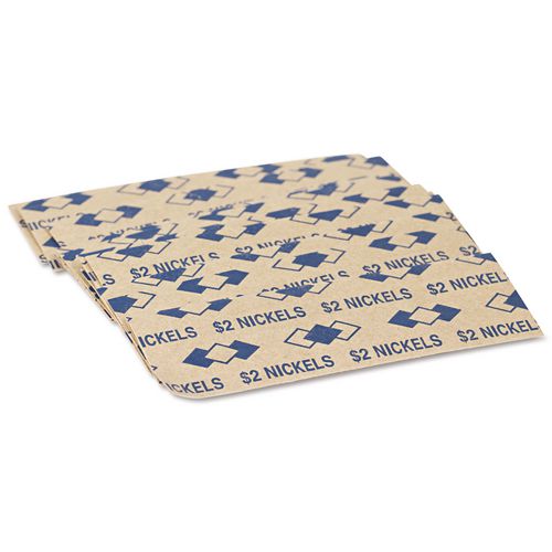 Iconex Tubular Coin Wrappers, Nickels, Blue/Kraft, 1,000/Pack