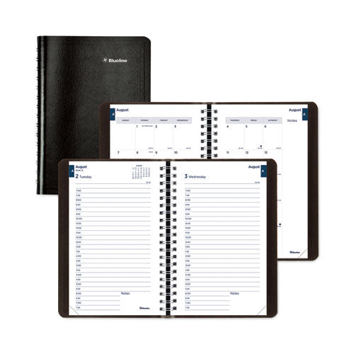 Blueline Academic Daily/Monthly Planner, 8 x 5, Black Cover, 12-Month (Aug to July): 2025 to 2026