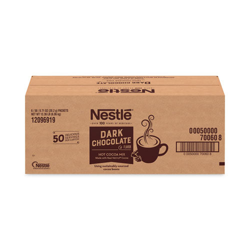 Nestlé Hot Cocoa Mix, Dark Chocolate, 0.71 Packets, 50 Packets/Box, 6 Boxes/Carton