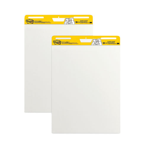 Post-it Easel Pads Super Sticky Vertical-Orientation Self-Stick Easel Pads, Unruled, (30) White 25" x 30" Sheets, 2/Carton