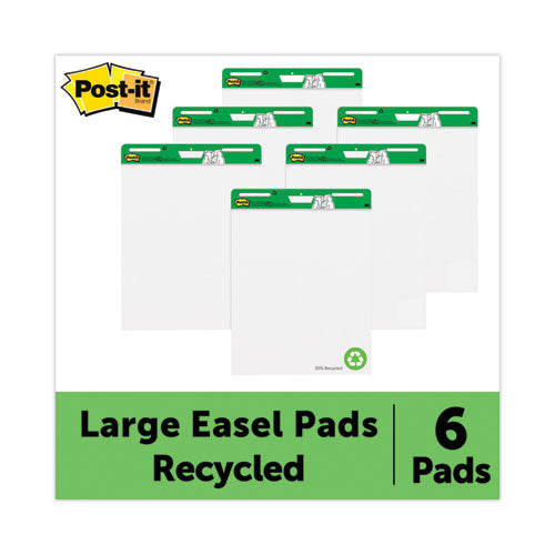Post-it Easel Pads Super Sticky Vertical-Orientation Self-Stick Easel Pads, Unruled, (30) White 25" x 30" Sheets, 6/Carton