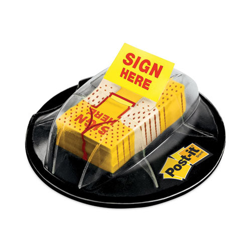 Post-it Flags Page Flags in Dispenser, "Sign Here", Yellow, 200 Flags/Dispenser