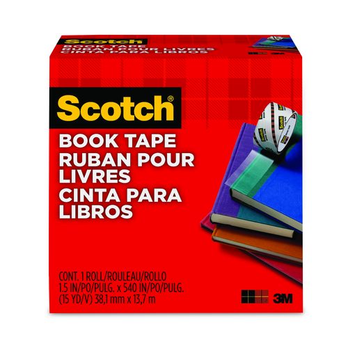 Scotch Book Tape, 3" Core, 1.5" x 15 yds, Clear