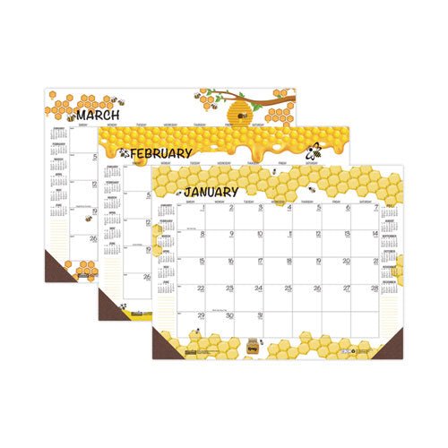 House of Doolittle Recycled Honeycomb Desk Pad Calendar, Honeycomb Artwork, 18.5 x 13, White/Multicolor Sheets, 12-Month (Jan to Dec): 2026