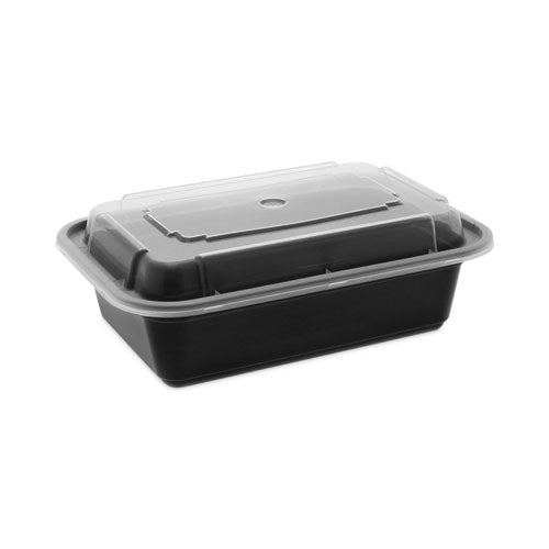 Pactiv Evergreen Newspring VERSAtainer Microwavable Containers, 24 oz, 7.4 x 5 x 2.5, Black/Clear, Plastic, 150/Carton