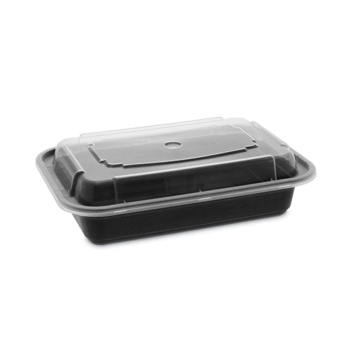 Pactiv Evergreen Newspring VERSAtainer Microwavable Containers, 16 oz, 7.4 x 5 x 2.2, Black/Clear, Plastic, 150/Carton