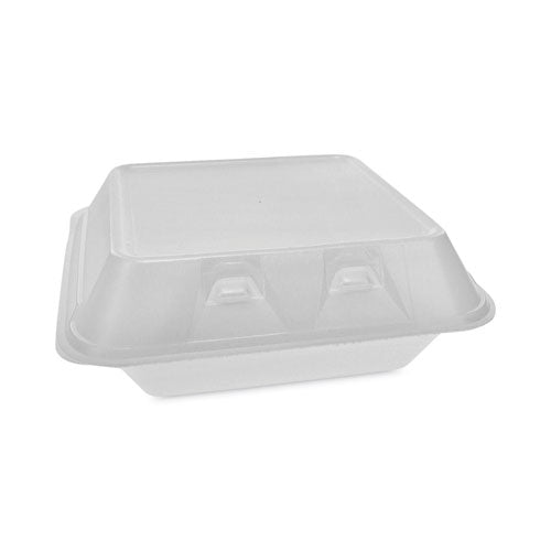 Pactiv Evergreen SmartLock Foam Hinged Lid Container, Medium, 3 Compartments, 8 x 8.5 x 3, White, 150/Carton