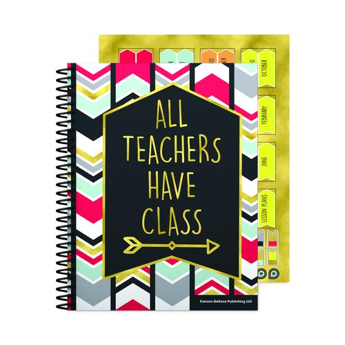 Carson-Dellosa Education Teachers Planner, Weekly/Monthly, 7 Classes, Chevron Artwork, Multicolor Cover, 11 x 8.5 Sheets, 12-Month (July to June)