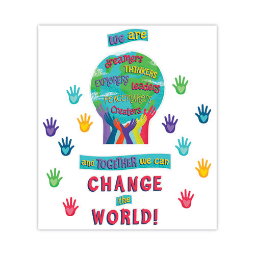 Carson-Dellosa Education Motivational Bulletin Board Sets, 47-Piece Set, One World, 24.7" x 20", Multicolor