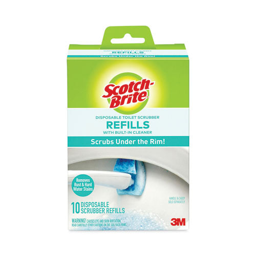 Scotch-Brite Disposable Toilet Scrubber Refill, Blue/White, 10/Pack