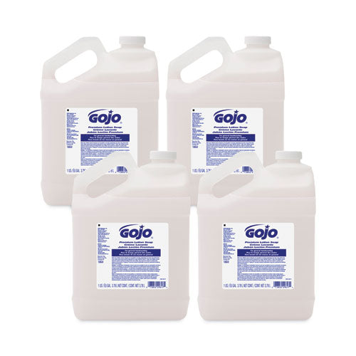 GOJO White Premium Lotion Soap Refill, Waterfall Scent, 1 gal, 4/Carton