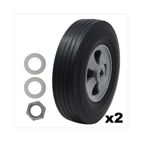 Rubbermaid Commercial Tilt Truck Wheels, 340 lb Weight Capacity (170 lb Per Wheel), 10" Wheel, Black, 2/Set