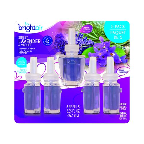 BRIGHT Air Electric Scented Oil Air Freshener Refill, Sweet Lavender and Violet, 0.67 oz Bottle, 5/Pack