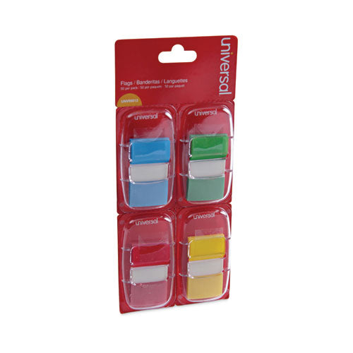 Universal Deluxe Pop-Up Page Flags, 1 x 1.75, Four Assorted Colors, 50 Flags/Dispenser, 4 Dispensers/Pack