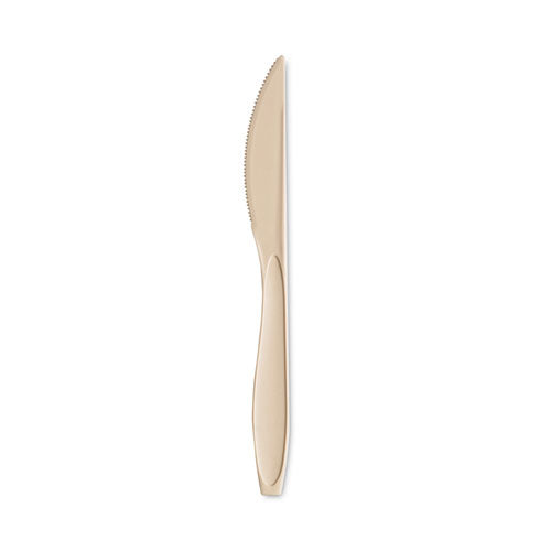 SOLO Medium Weight Polystyrene Knives, Plastic, Champagne, 1,000/Carton