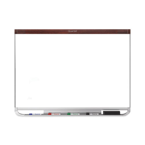 Quartet Prestige 2 DuraMax Magnetic Porcelain, 48" x 36", White Surface, Mahogany Finished Fiberboard/Plastic Frame