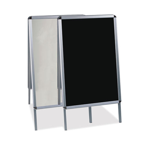 MasterVision Reversible Wet Erase Sign Board, Black 23" x 33" Surface, Satin Aluminum Frame, 24" x 24" x 42"