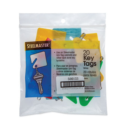 CONTROLTEK Key Tags, Blue/Green/Red/Yellow, 20/Pack, 3 Packs/Carton