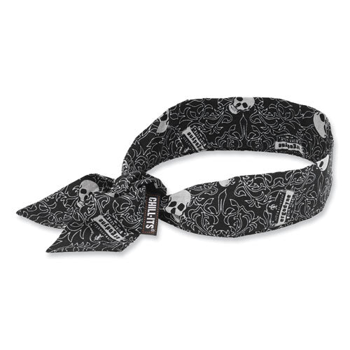 ergodyne Chill-Its 6700 Cooling Bandana Polymer Tie Headband, One Size Fits Most, Skulls