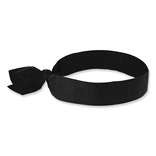 ergodyne Chill-Its 6700 Cooling Bandana Polymer Tie Headband, One Size Fits Most, Black