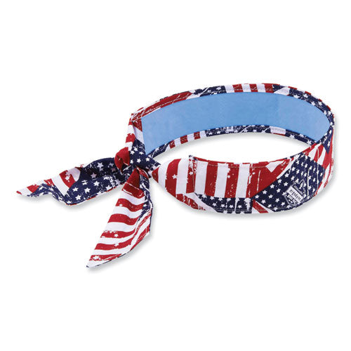 ergodyne Chill-Its 6700CT Cooling Bandana PVA Tie Headband, One Size Fits Most, Stars and Stripes