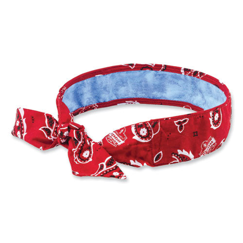 ergodyne Chill-Its 6700CT Cooling Bandana PVA Tie Headband, One Size Fits Most, Red Western