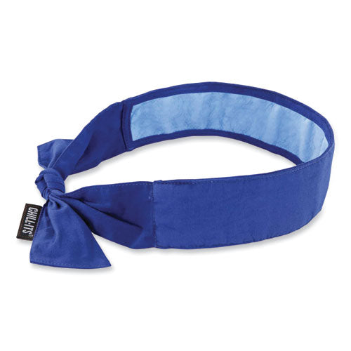 ergodyne Chill-Its 6700CT Cooling Bandana PVA Tie Headband, One Size Fits Most, Solid Blue