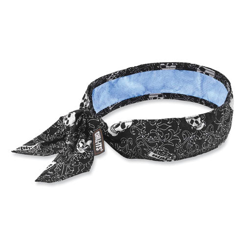 ergodyne Chill-Its 6700CT Cooling Bandana PVA Tie Headband, One Size Fits Most, Skulls