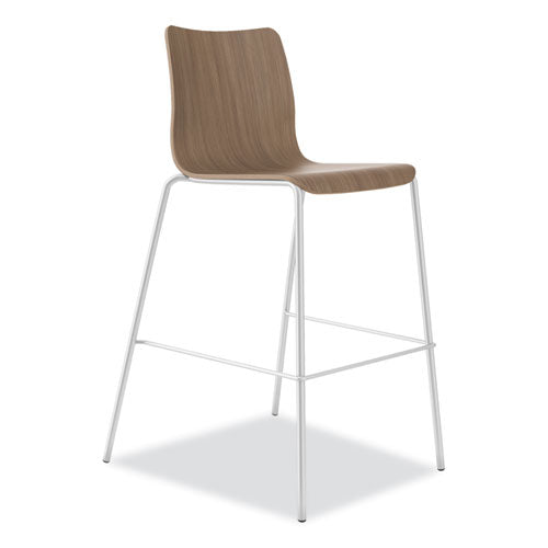 HON Ruck Laminate Stool, Supports up to 300 lb, 30" Seat Height, Pinnacle Seat/Back, Silver Frame
