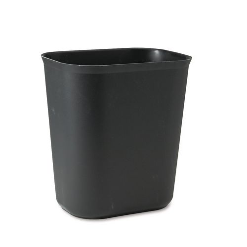 Rubbermaid Commercial Fiberglass Wastebasket, 3.5 gal, Fiberglass, Black