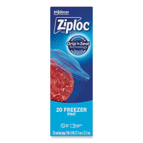 Ziploc Zipper Freezer Bags, 16 oz, 2.7 mil, 7" x 5", Clear, 240/Carton