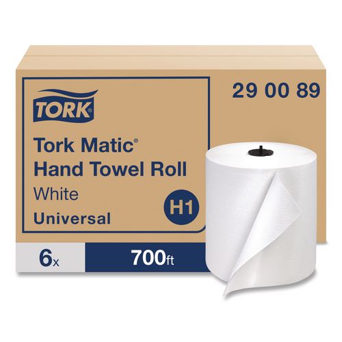 Tork Advanced Matic Hand Towel Roll, 1-Ply, 7.7" x 700 ft, White, 6 Rolls/Carton