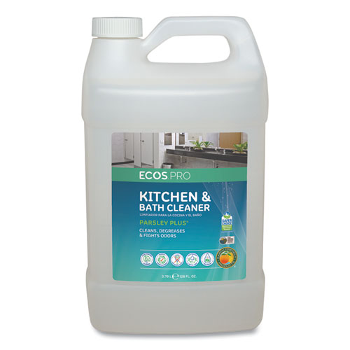 ECOS PRO Parsley Plus All-Purpose Kitchen and Bathroom Cleaner, Herbal Scent, 1 gal Bottle