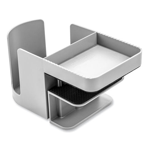 deflecto Standing Desk Cup Holder Organizer, Two Sections, 3.94 x 7.04 x 3.54, Gray